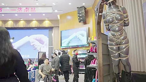 Chinese public supension bondage in latex