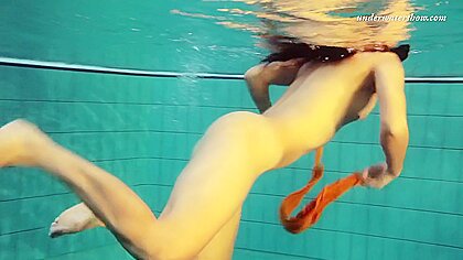 Sexy Orange Stockings Of Markova Underwater