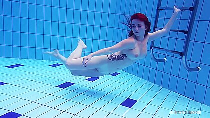 Russian Redhead Big Tits Model Katrin Privsem Swimming