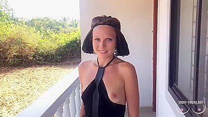 Tattooed Beauty Gets Big Dick From Ass To Mouth On The Balcony