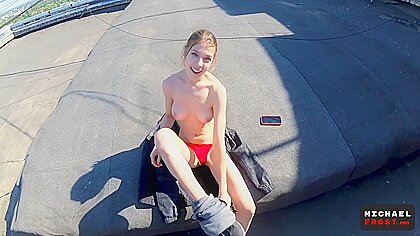 Public Tit Flashing – Full Eye Contact Blowjob And Cum Walk On Tits