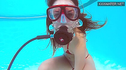 Lana Tanga In Red Lingerie Masturbating Underwater